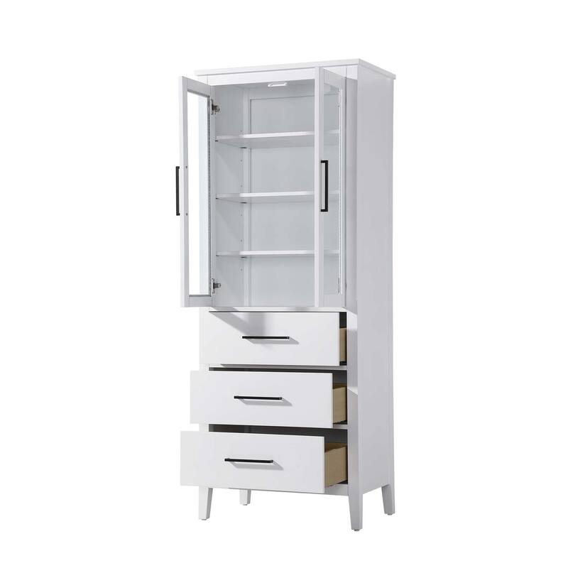 Laura 16-28 Inch Bath Storage Glass Cabinet