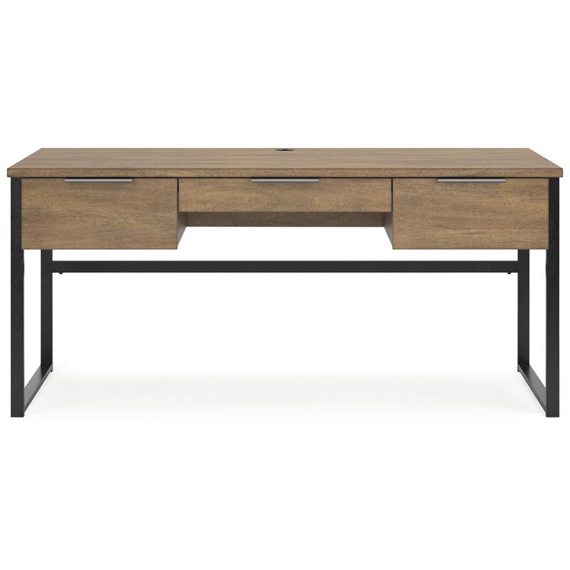 Tey Home Office Desk, 3 Storage Drawers, Light Brown Wood, 67 Inch Top