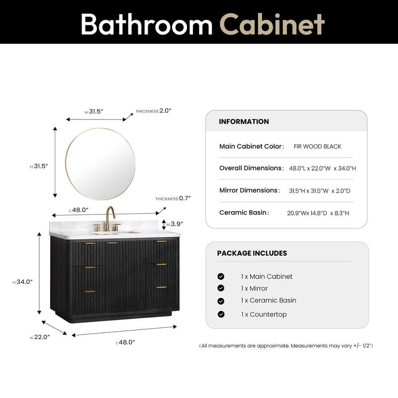 Cadiz Bath Vanity with Composite Stone Top and Mirror