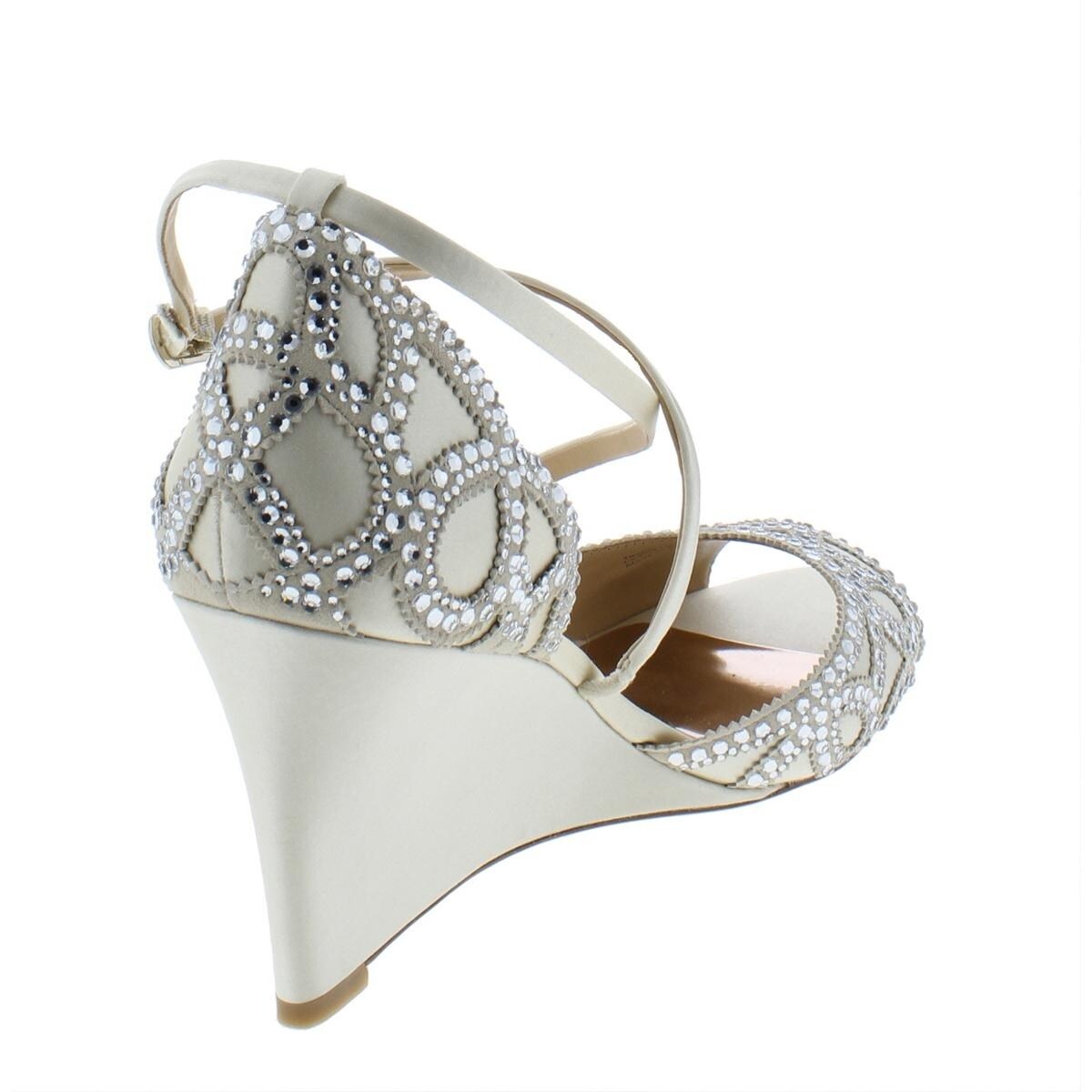 Shop Badgley Mischka Womens Winter Wedge Heels Satin Open Toe