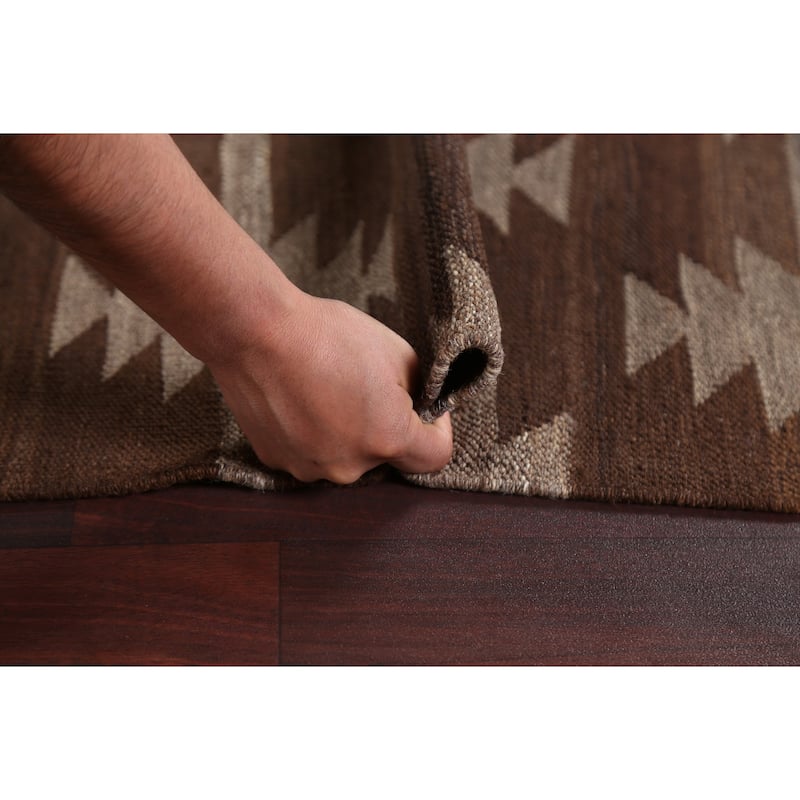 Natural Dye Kilim Oriental Geometric Tribal Wool Area Rug Flat-woven - 4'9" x 6'9"
