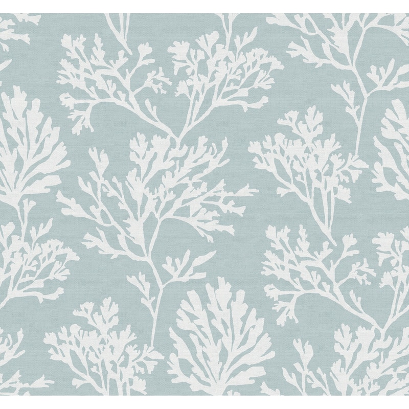 A-Street Prints Tortuga Sky Blue Coral Weave Wallpaper