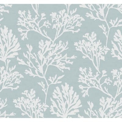 A-Street Prints Tortuga Sky Blue Coral Weave Wallpaper