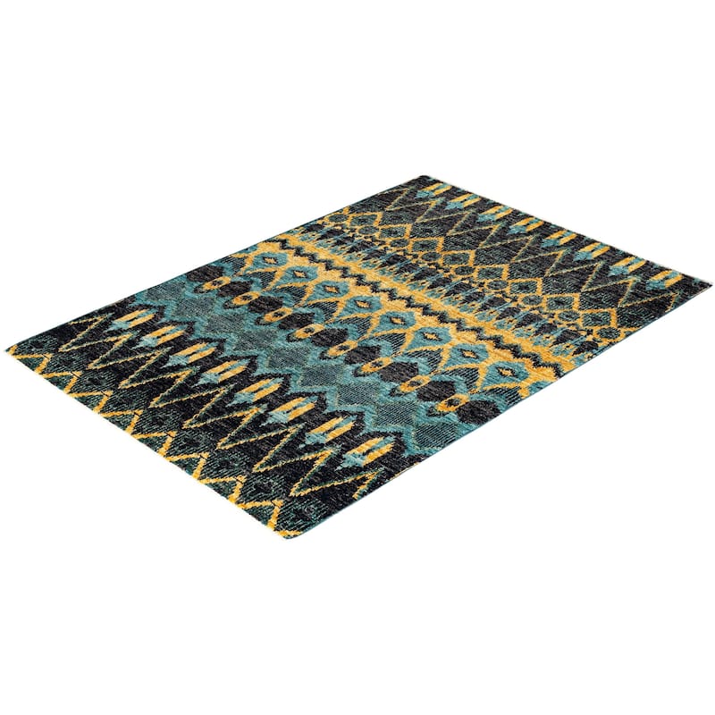 Contemporary Overdyed Wool Hand Knotted Area Rug - 4' 6" x 6' 5"