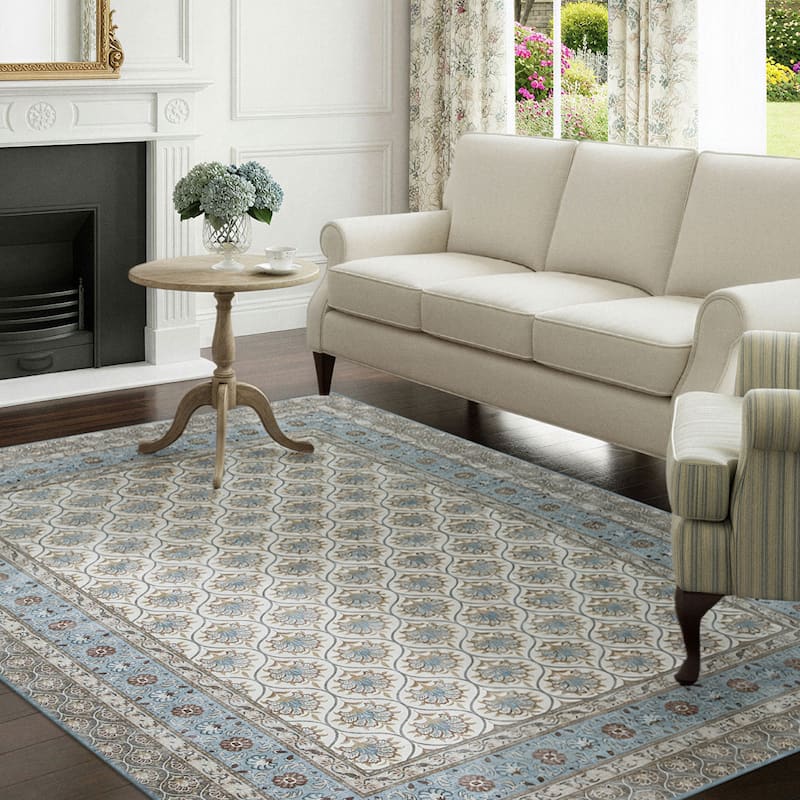 Laura Ashley Imagine Printed Chenille Washable Non-Slip Rugs - 7'10" x 10' - Blue