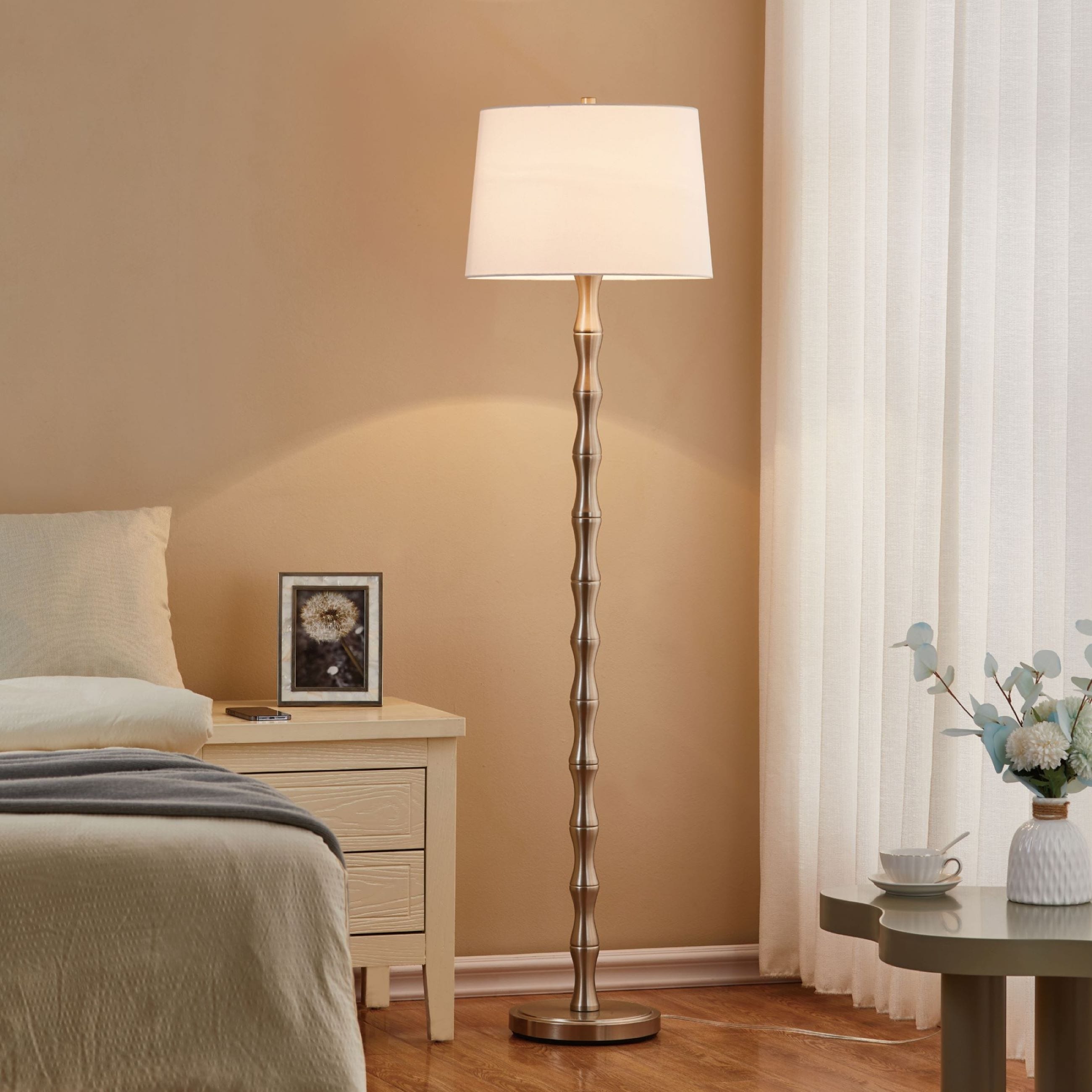 KAWOTI 61'' Floor Lamp with Empire Fabric Shade