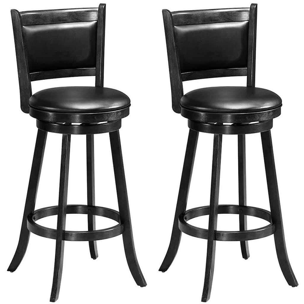 Set of 2 Rubber Wood Bar Stools with 360° Swivel and Sponge Cushion Seat - 17.5" x 19" x 42"(W x D x H)