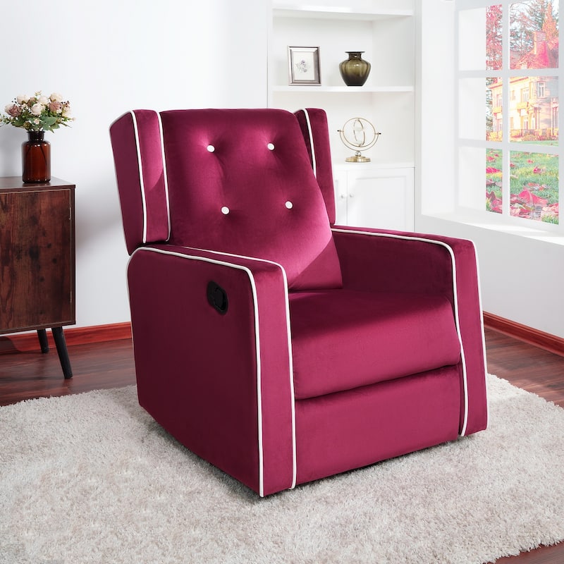 Octavia Solid Wood Microfiber Swivel Glider Rocker Recliner Chair, For Living Room, Bed Room