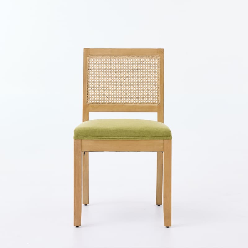 Farmhouse Rattan Dining Chairs Set of 2,Kitchen & Dining Room Chairs, Cane Upholstered Kitchen Side Chair with Hardwood Frame