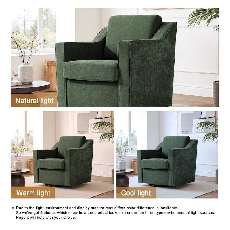 Chenille/Leather Swivel Barrel Chair(Set of 2) Modern Club Chair by UIXE