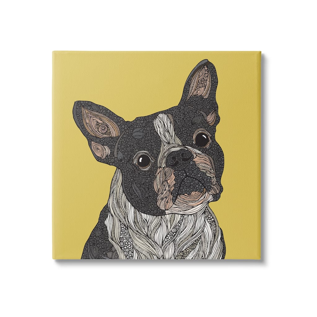 Stupell French Bulldog Detailed Geometric Fractal Shapes Botanicals Canvas Wall Art, Design by Valentina Harper