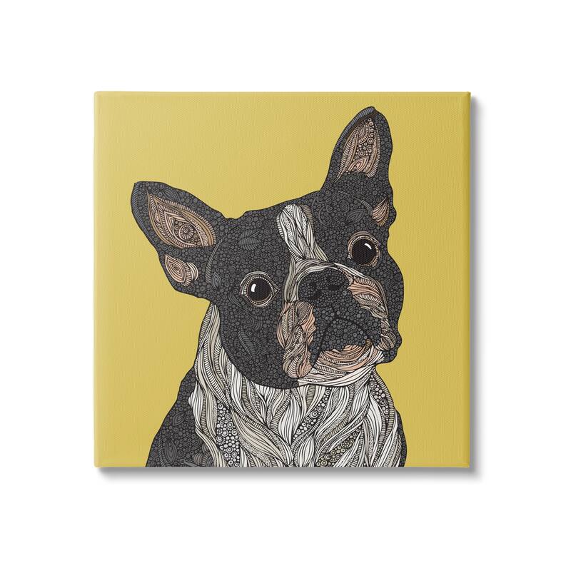 Stupell French Bulldog Detailed Geometric Fractal Shapes Botanicals Canvas Wall Art, Design by Valentina Harper - 24 x 24