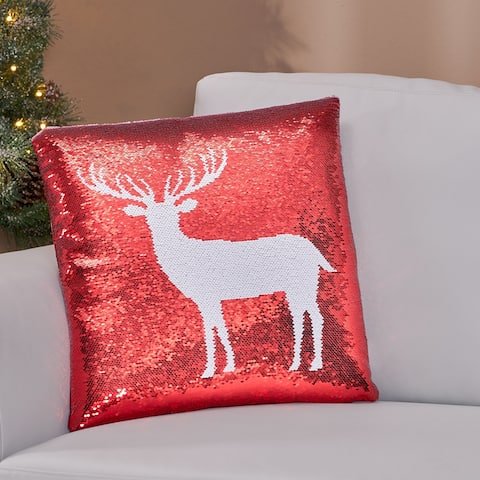 Trimble Glam Sequin Christmas Throw Pillow Cover by Christopher Knight Home