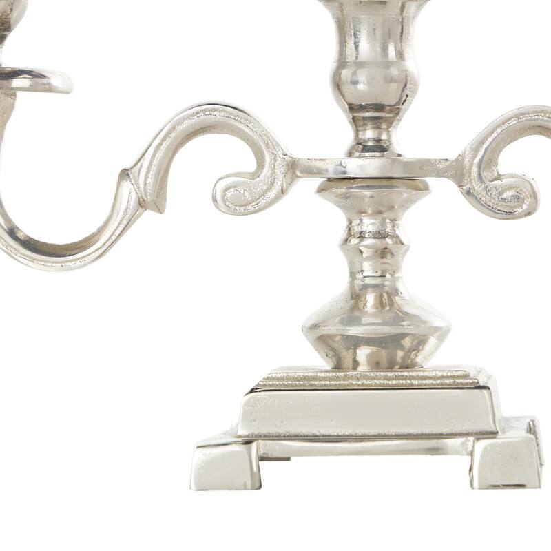 Aluminum Metal Scrolled Candelabra - Gold or Silver - Roche River Decor