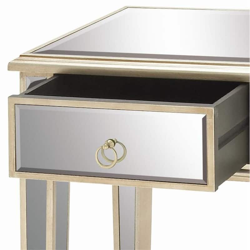 Christie Glam Mirror Side Accent Table Nightstand with Drawer