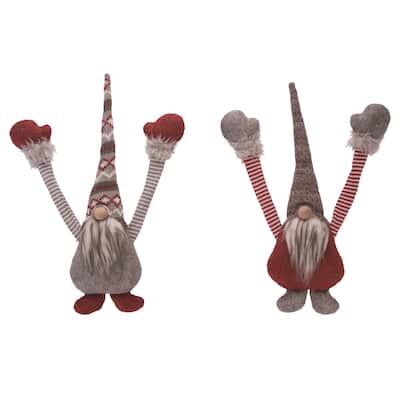 Transpac Plush Christmas Hanging Gnome Set of 2 Christmas Home Decorations