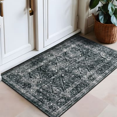 World Rug Gallery Transitional Bohemian Distressed Washable Non Slip Area Rug