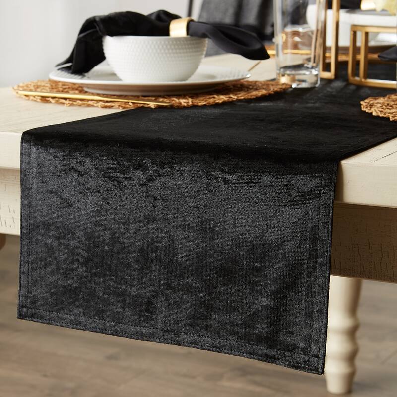 DII Black Velvet Table Runner