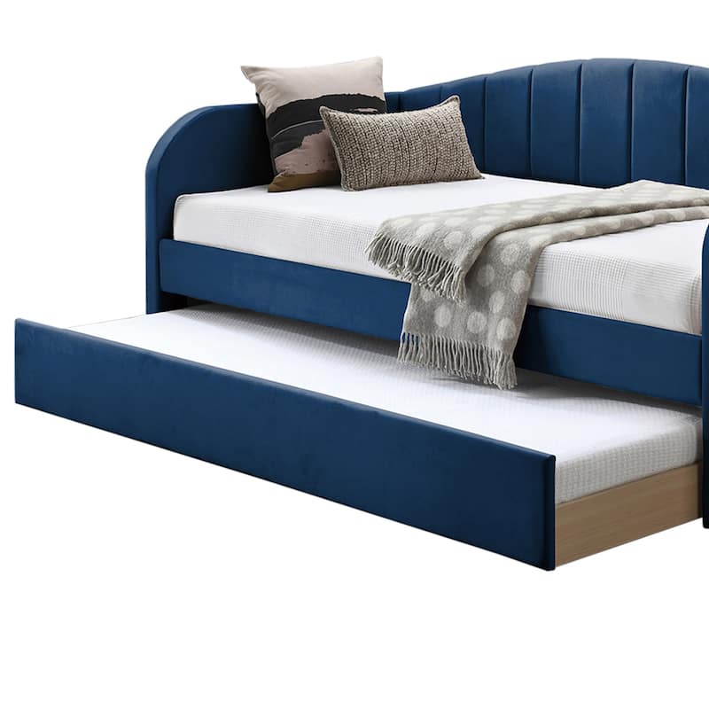 Velvet Upholstered Twin Size Daybed with Trundle