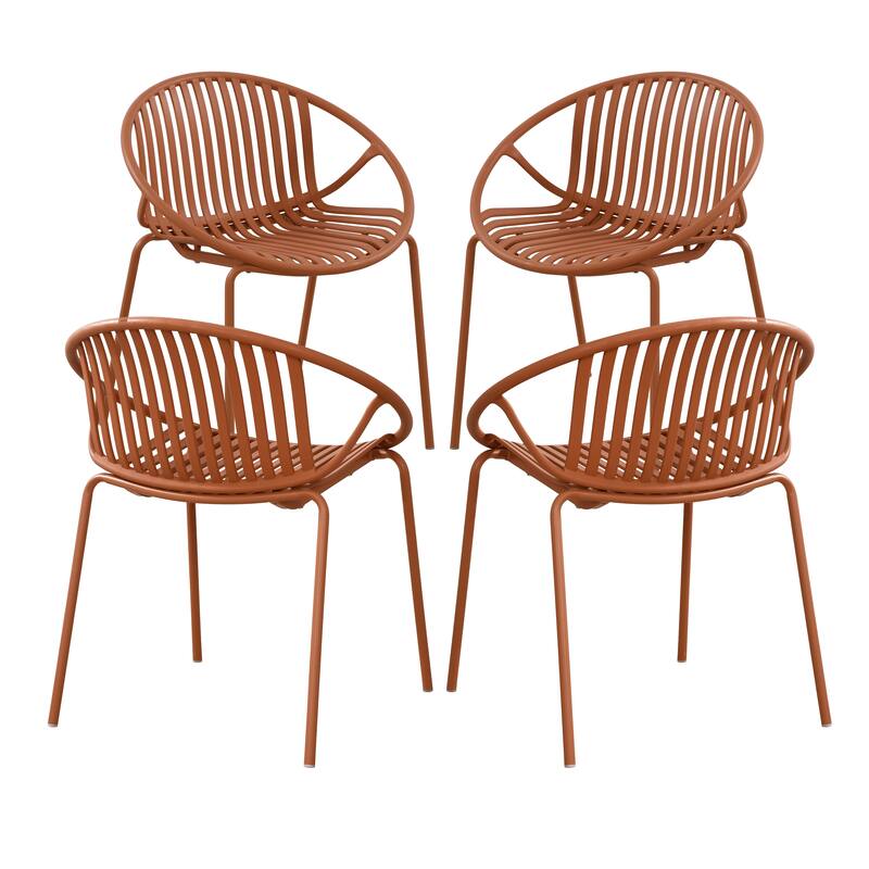 Christopher Knight Home - Emma Patio Outdoor Contemporary Plastic Stackable Dining Chairs