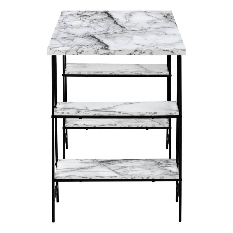 Contemporary 48" Computer Desk with 4 Open Shelves and Metal Base, Space-Saving Writing Desk for Home Office