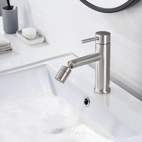 Single Hole Bathroom Sink Faucet Stainless Steel Bathroom Faucet with Single Handle Basin Tap with 360° Rotating Aerator