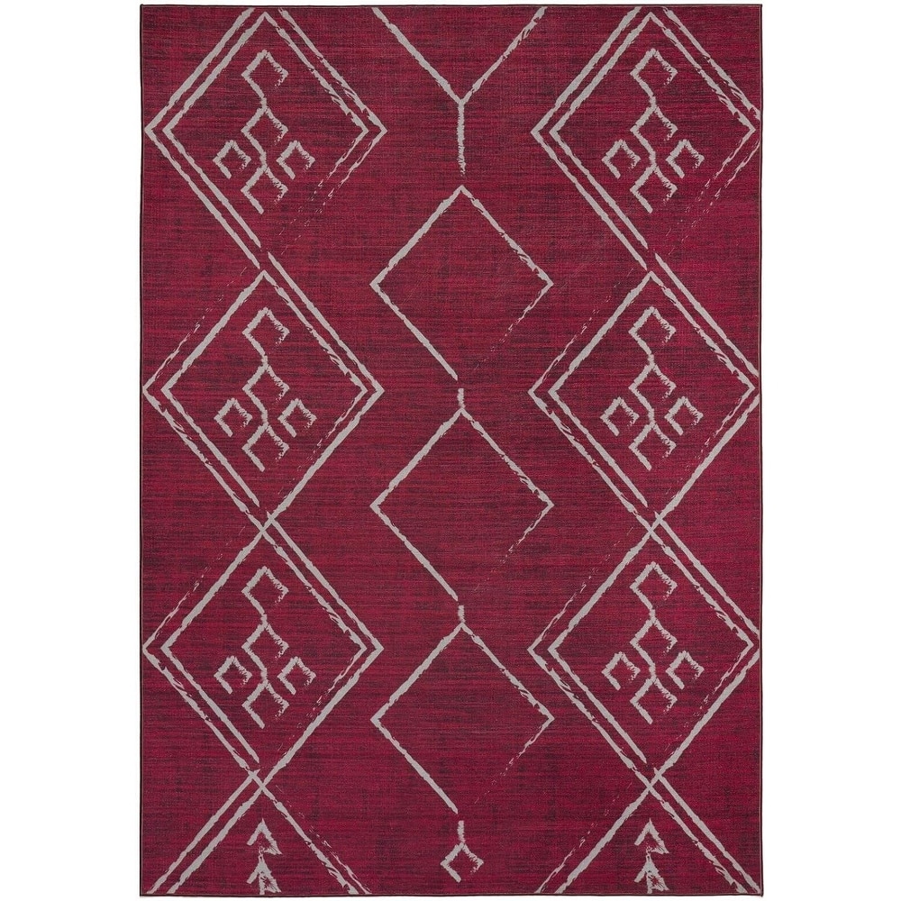 Machine Washable Area Rug With Non-Slip Backing - Stain Resistant - Eco-Friendly Aspen Tribal Moroccan Bohemian Design