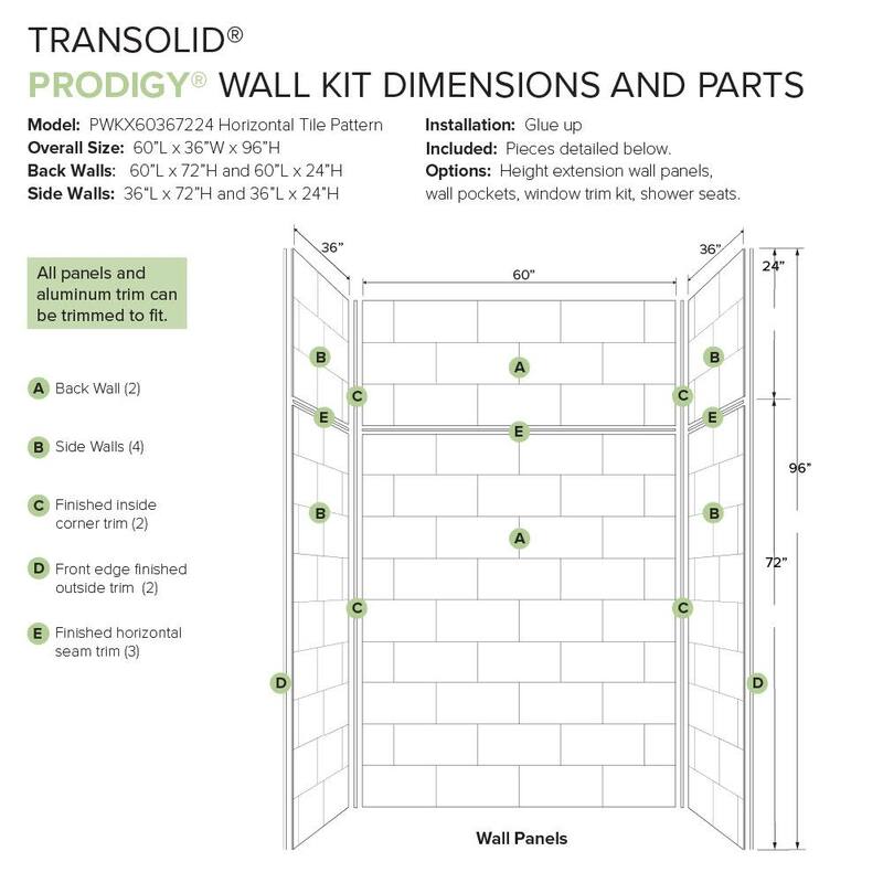 Transolid PWKX60367224 Prodigy 96" H x 60" W x 36" D Three Panel