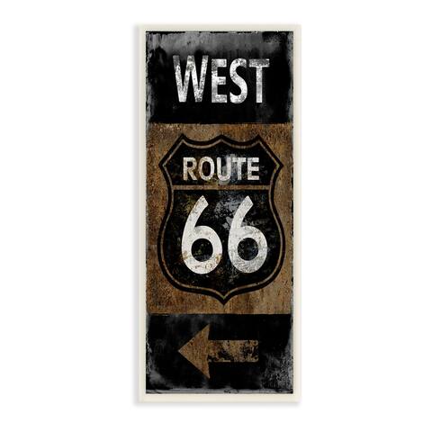 Stupell Industries Rustic Highway Route 66 Symbol Left Arrow Directional Wood Wall Art,7 x 17 - Black