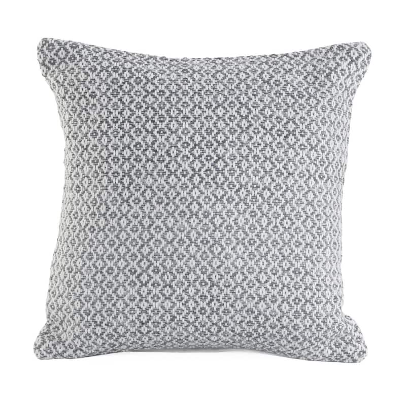 HomeRoots 18" X 18" Gray And White 100% Cotton Geometric Zippered Pillow