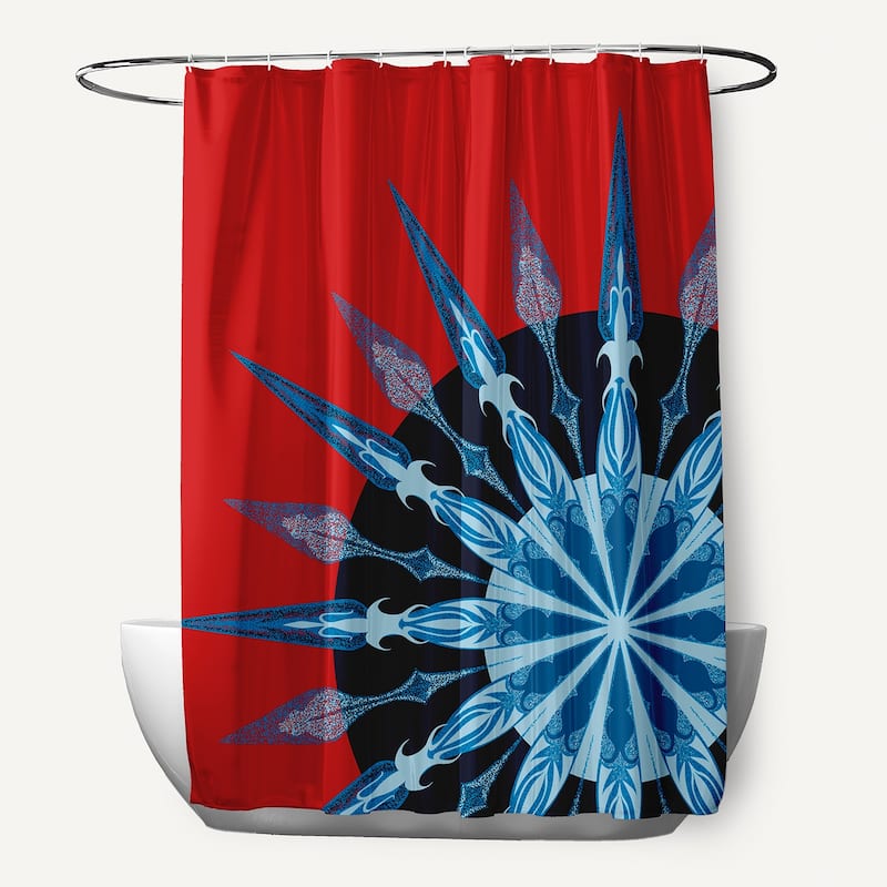 71 x 74-inch Sailor's Delight Geometric Print Shower Curtain - Red