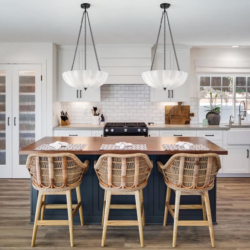 Elegant Gold and Glass Chandelier 3-Light Pendant Light Fixture with Frosted Dome Design