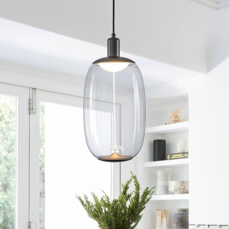 1 Light Clear Plastic Linear Magnetic LED Strip Pendant Lighting - Dia. 7.87 inch