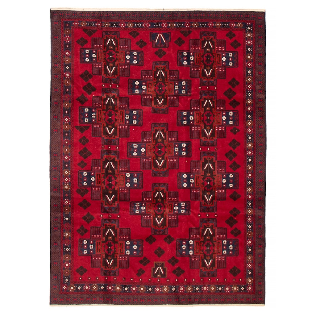 ECARPETGALLERY Hand-knotted Teimani Red Wool Rug - 6'5 x 9'0