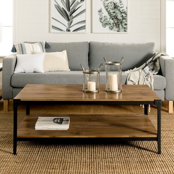 Shop Carbon Loft Witten 48 Inch Angle Iron Coffee Table Barnwood