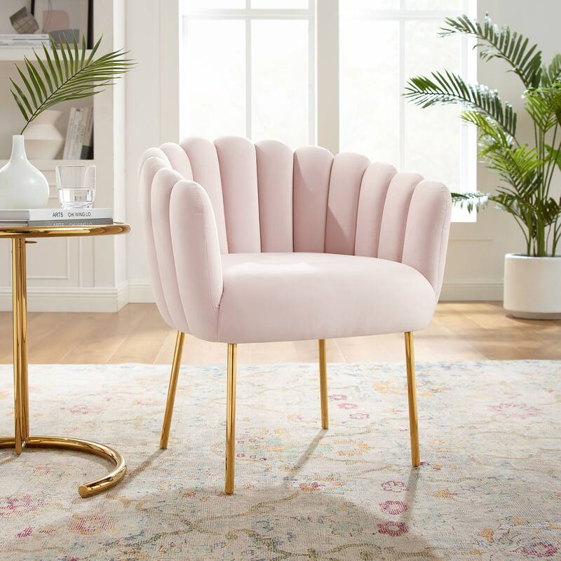 Sanna Channel Tufted Performance Velvet Armchair - Pink