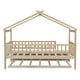 preview thumbnail 24 of 38, Twin Size House Bed with Trundle, Wooden Playhouse Kids Bed Frame with Roof and Fence, Montessori Style Bed