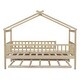 preview thumbnail 6 of 6, Twin Wooden House Platform Bed with Trundle for Girls & Boys, Natural