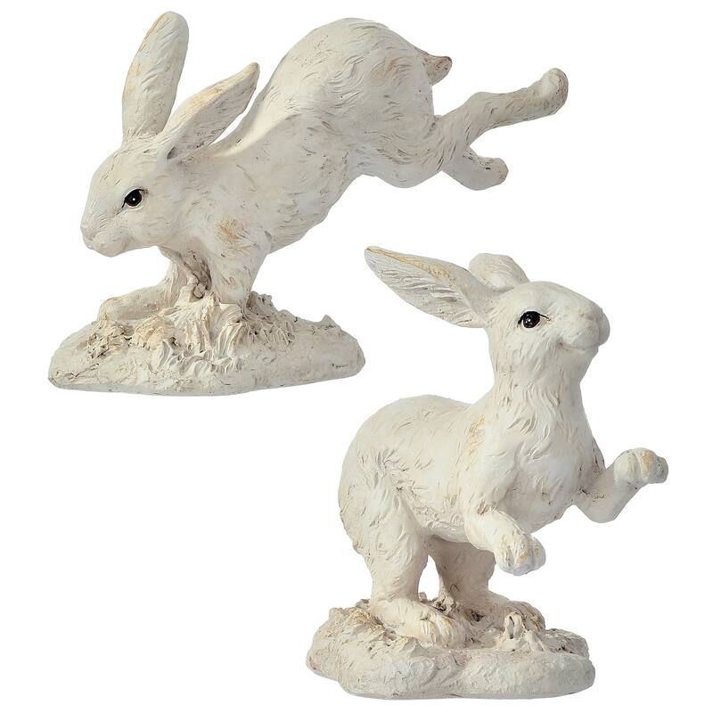 5" Resin Hopping Bunny Set of 2