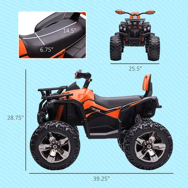 12V Kids Ride-On ATV with Music, USB, and Long Battery Life, Ages 3-8 - Orange