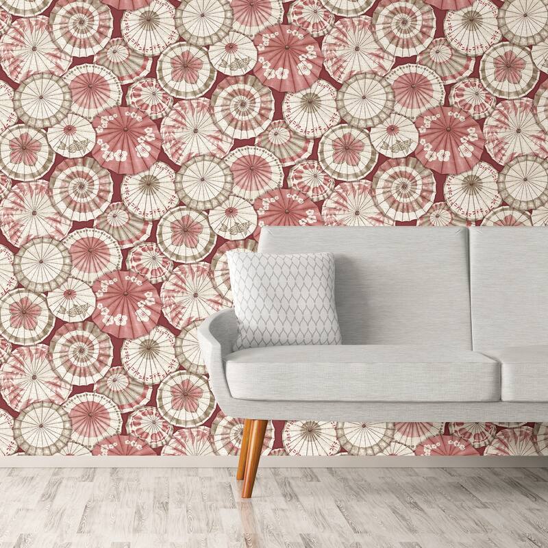 A-Street Prints Mikado Red Parasol Wallpaper