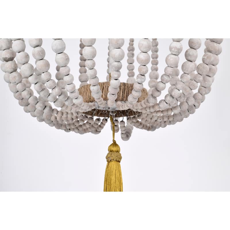 Sabina 14 Inch Bohemian Style Antique White Pendant Chandelier 3-Light