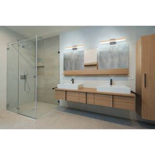 EGLO Palmital - Bath/Vanity Light - Natural Wood Finish - Frosted Acrylic Shade