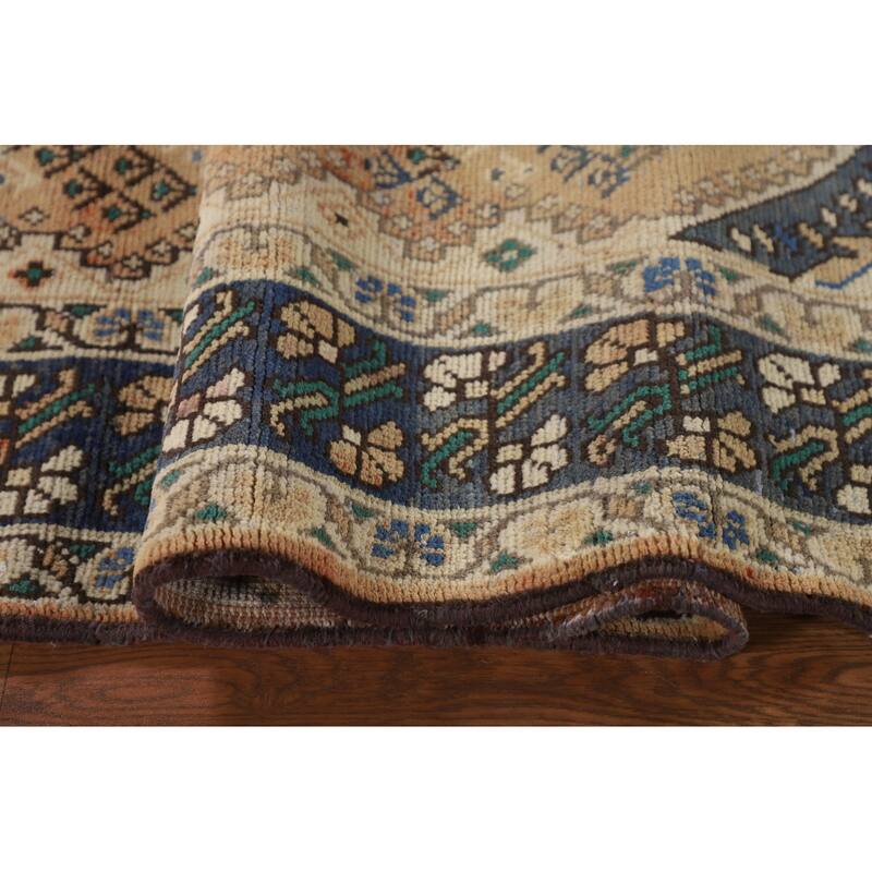 Geometric Bakhtiari Persian Vintage Rug Handmade Peach Wool Carpet - 5'4"x 9'9"