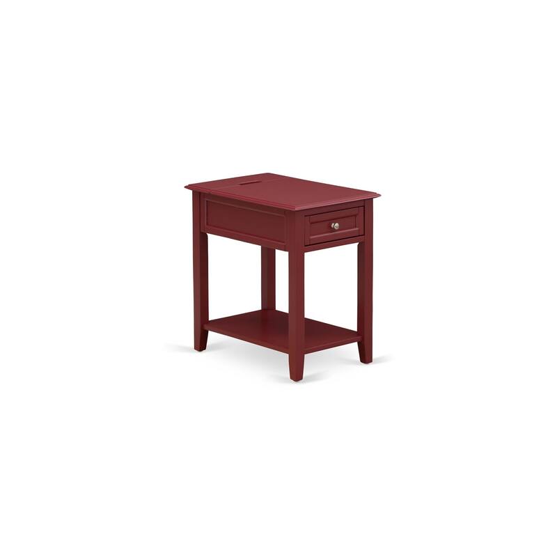 East West Furniture Denison Night Stand - Rectangle Modern End Table with a Drawer for Bedroom, 24x19 Inch, (Finish Options)