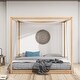 preview thumbnail 3 of 12, King Size Wooden Canopy Bed w/ Support Legs Upholstered Platform Bed Frame No Box Spring Needed, Easy Assembly Floor Bed