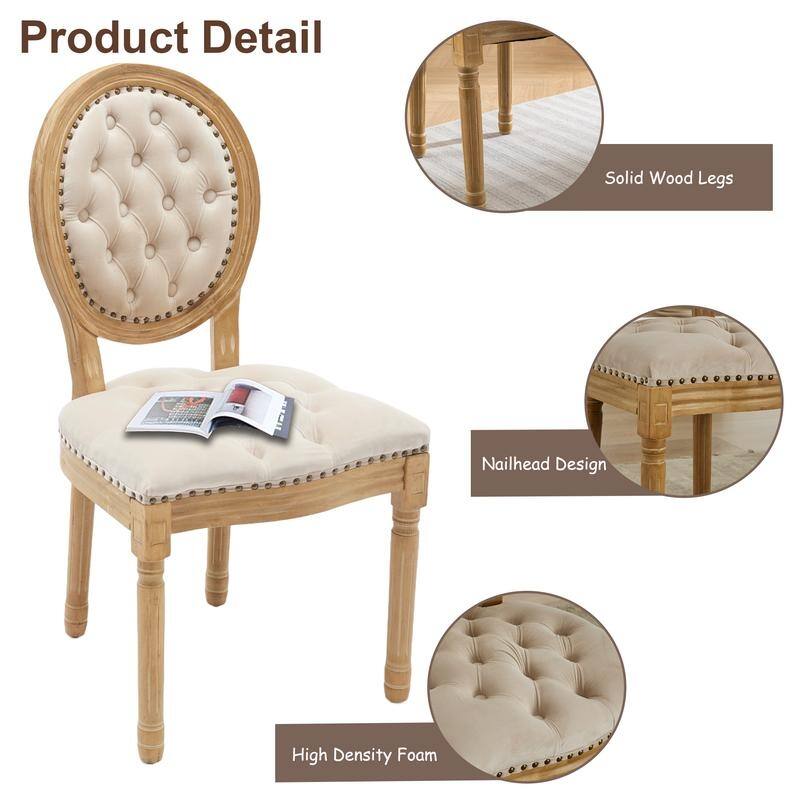 French Style Solid Wood Dining Chair with Nailhead Set of 4