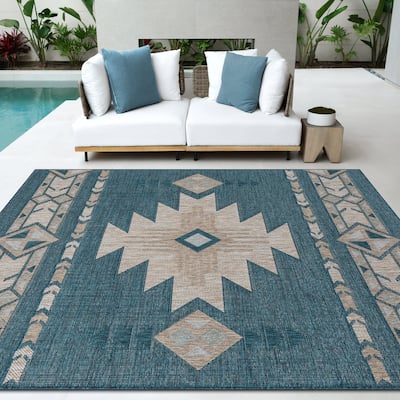 HR Waterproof Southwestern Outdoor Rug - Mold, Rot, Stain and Fade-Resistant