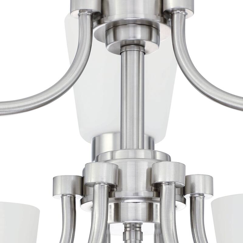 9-Light Mid-Century Modern Shaded Tiered Pendant Lighting Chandelier