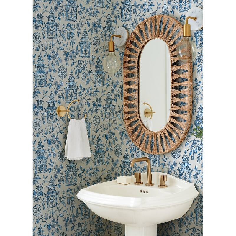 A-Street Prints Helaine Blue Pagoda Wallpaper